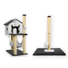 Casa Para Gatos Com Dois Andares Rede Brinquedos Poste G Sisal Cara de