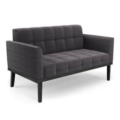 Sofá Namoradeira Base Madeira Fixa Preto Elisa Bouclê Grafite D03 - D`rossi