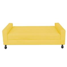 Recamier Calçadeira Sofá Damares 90 cm Solteiro Baú Quarto Sala Suede 