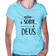 Baby Look Não é sorte, é Deus - Foca na Moda, Azul bebê, GG