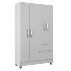 Guarda Roupa Solteiro Lohaine 4 Portas Branco - A Móveis Arapongas, Br