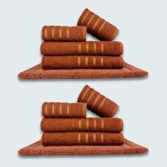 Jogo De Toalhas 10Pçs Coleção Dubai100%Algodão Marrom+Marrom