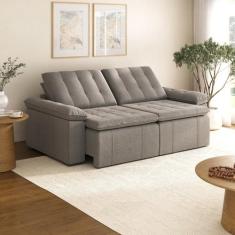 Sofá Cama Retrátil e Reclinável 4 Lugares 240cm Linho com Molas Palmei