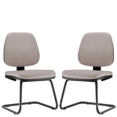Kit 02 Cadeiras Para Escritório Job L02 Fixa Linho Bege - LYAM DECOR