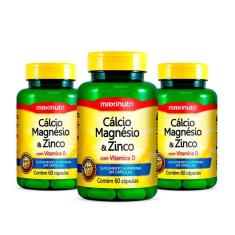 Kit 3 Cálcio Magnésio Zinco Vitamina D Maxinutri 60 Capsulas