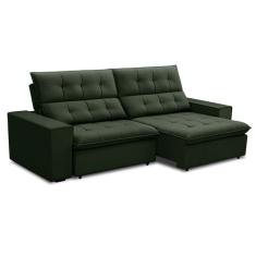 Sofá 3 Lugares Retrátil e Reclinável Palermo Veludo Verde