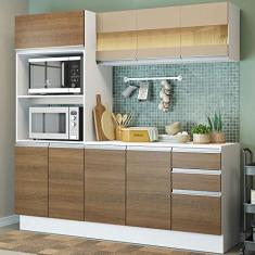 Cozinha Compacta 100% Mdf Madesa Smart 190 cm Com Armário, Balcão e Tampo