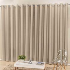 Cortina Madri 2,00M X 1,70M Bege Liso Tecido Semi Blackout Para Sala Quarto
