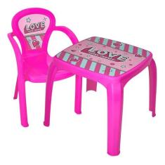 Kit Mesa Infantil Meninas Decorada Love + 1 Cadeira Love Usual