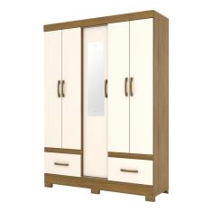 Guarda Roupa Solteiro B60 Nature Off White com Espelho – Briz Móveis