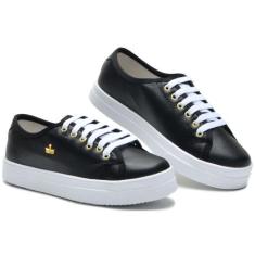 Tênis casual Queen GTS - Feminino - ESTILO E CONFORTO, Preto, 36