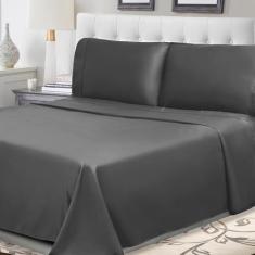 Superior Jogo de cama percal de algodão 300 fios, liso, macio, sedoso, lençóis refrescantes, básicos, lençóis respiráveis, 1 lençol elástico com elástico alto, 1 lençol de cima, 1 fronha, solteiro,