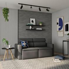 Sofá 3 Lugares Retrátil e Reclinavél Duisburgo Suede Grafite 180 cm