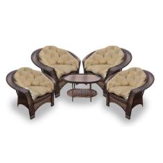 Conjunto de Poltronas Fibra Sintética Cairo - 4 Poltronas + 1 Mesa Cen