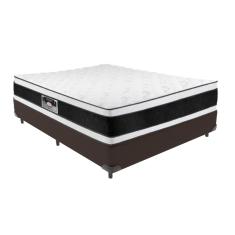 Cama Box Marrom e Colchão Black & White Air Double Face Espuma D33 Casal Castor