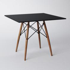 Mesa de Jantar Eiffel Quadrado Tampo de Madeira 90cm Preto - IRON WOOD