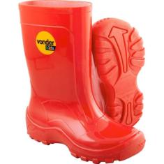 Bota Infantil De Pvc, Vermelha, Com Forro, 22/23, Vonder.