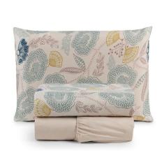 Jogo de Lençol Solteiro 3 Peças Percal 300 Fios Estampado Lisboa - Lin