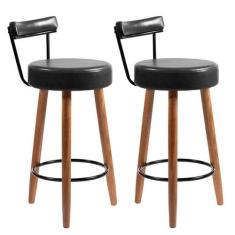 Kit 2 Banquetas Madeira Maciça material sintético Napoles - Salaone