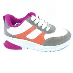 Tênis Molekinha Infantil Branco E Laranja - 40681-Feminino