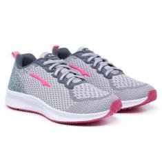 Tenis Feminino Para Academia Caminhada Corrida Dia Dia Cinza Pink-Feminino