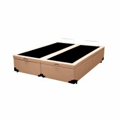 Cama Box Baú Blindado King Bipartido AColchoes Sintético Bege 41x193x203