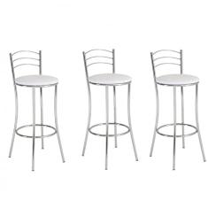 Conjunto 3 Banquetas Altas 3 Arames Unimóvel Cromado
