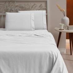 Jogo De Cama Casal 4 Peças 100% Algodão 400 Fios Branco