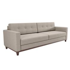 Sofá 3 Lugares Living Base de Madeira Linho Cotton Cru 210 cm