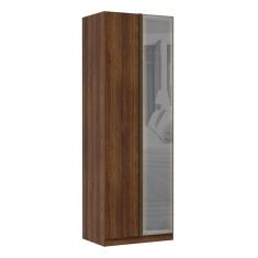 Guarda Roupa Canto Reto 1 Porta Alumínio Inox com Vidro Reflecta Prata 80cm Prime Luciane Móveis