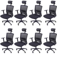 Kit 8 Cadeiras para Escritorio Presidente Nr17 Office 3317 Preto