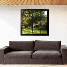 Janela Vitrô 3 Planos Linha 25 100x200 Preto