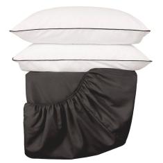 Jogo De Lençol Casal Padrão Linea Percal 200 Fios 3 Peças - Preto