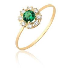 Anel Ouro Feminino Redondo Chuveiro Pedra Verde 18k As507 - MAEHLER JO