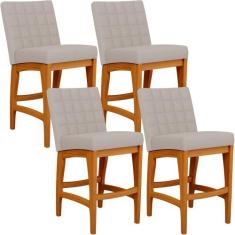 Kit 04 Banquetas Baixa Para Cozinha Bancada Bar Sala Jantar Fixa Mila 