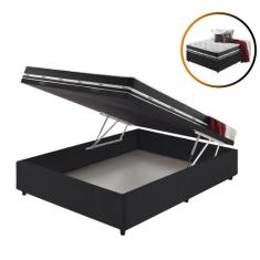 Cama Box Casal Baú Preto + Colchão Molas Ensacadas Los Angeles 138x188