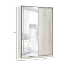 Guarda-roupa Solteiro 2 Portas De Correr 160 Cm Legno Crema - LUCIANE