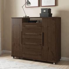 Cômoda Sapateira 2 Portas 4 Gavetas Versátil Jacarandá