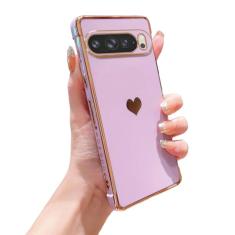phylla Capa de telefone compatível com Google Pixel 9 Pro XL 5g com revestimento de luxo fofo amor coração lateral pequena padrão capa de proteção total para câmera de silicone macio à prova de choque