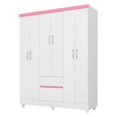 Guarda Roupa Infantil Flash 2 Branco Rosa Flex  Demóbile - Demobile, B