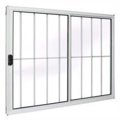 Janela de Alumínio Branco Vitro de Correr 2 Folhas Com Grade CMC Modul