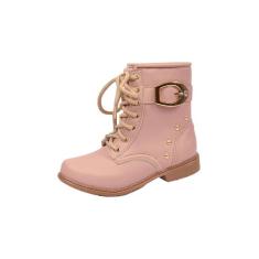 Bota Coturno Infantil Menina Cadarço Fivela Nude - Raniel Calçados, 31