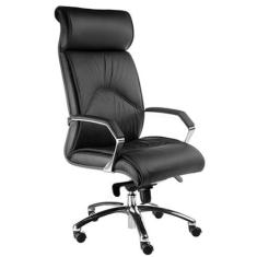 Poltrona Presidente Luxuosa com Braços Fixos Linha Eiffel Preto - Desi