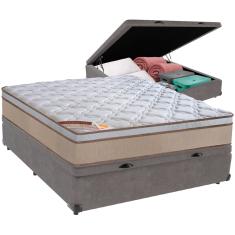 Cama Box Baú e Colchão Revolution Tecnopedic Molas Casal Castor