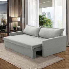Sofá Sem Caixa Retrátil e Reclinável 1,65m com Molas Kiara Linho Cinza Adonai Estofados