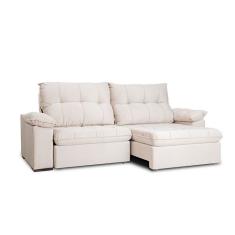 Sofá 3 Lugares Retrátil e Reclinável com USB Flexforma Triton Veludo Marfim 230 cm