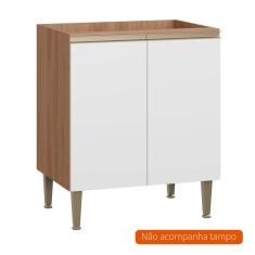 Balcão de Cozinha Cook 2 pt Madeira e Branco