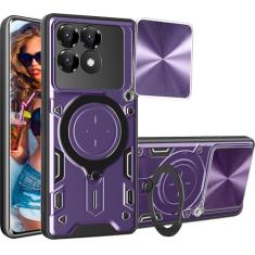 Ephoou Capa protetora para Xiaomi Poco F6 Pro/Redmi K70/ K70 Pro com suporte de anel magnético, capa resistente à prova de choque de grau militar resistente com capa de lente de câmera deslizante para