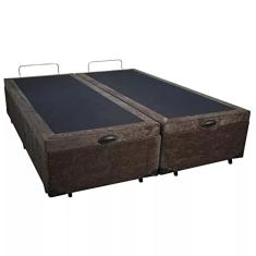 Cama Box Baú Casal Bipartido Blindado Suede Marrom