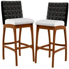 Kit 02 Banquetas Altas Cozinha Sala Jantar Fixa Mila B04 Corano Preto 